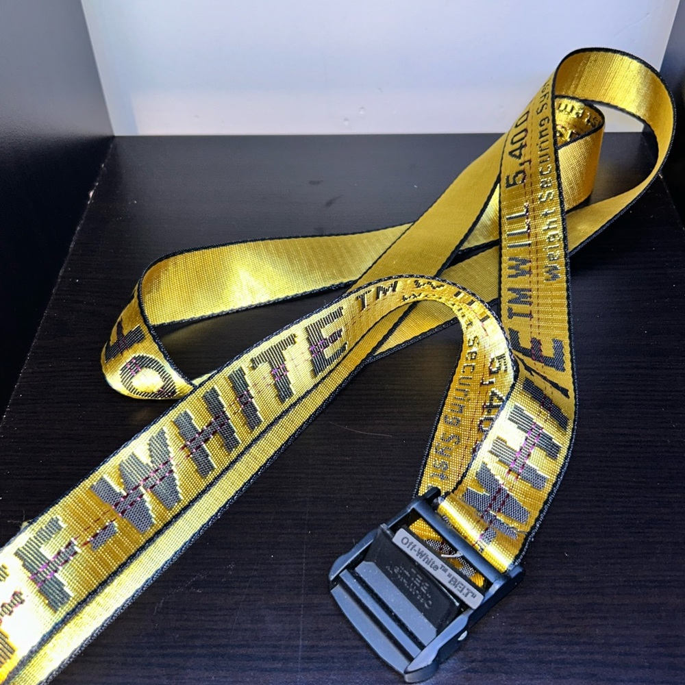 Off-White Golden Industrial Xl Belt with Black Accents